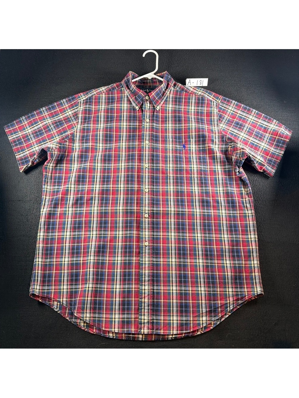Ralph Lauren Mens XL Classic Fit Plaid Shirt Short Sleeve Pony Button Down
